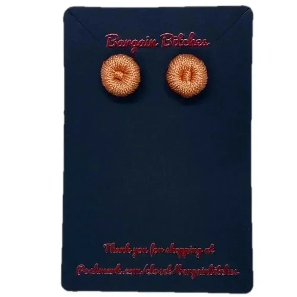 New fall earrings orange crochet button stud retro style earrings fall fall